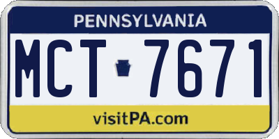 PA license plate MCT7671