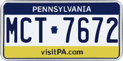 PA license plate MCT7672