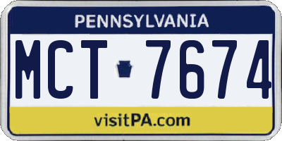 PA license plate MCT7674
