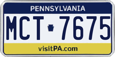 PA license plate MCT7675