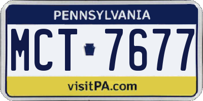 PA license plate MCT7677