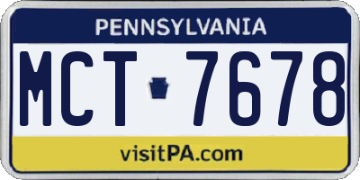 PA license plate MCT7678