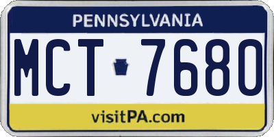 PA license plate MCT7680