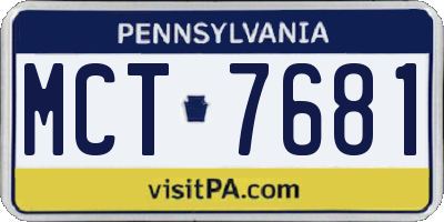 PA license plate MCT7681