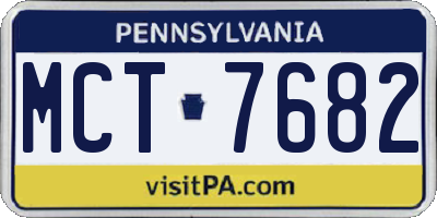 PA license plate MCT7682