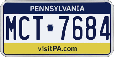 PA license plate MCT7684