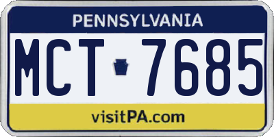 PA license plate MCT7685