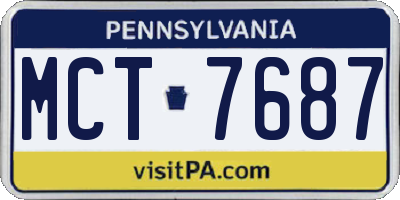 PA license plate MCT7687