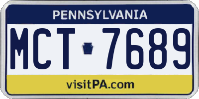 PA license plate MCT7689