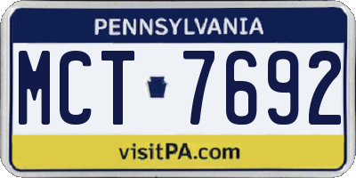 PA license plate MCT7692
