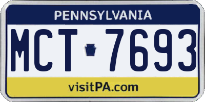 PA license plate MCT7693