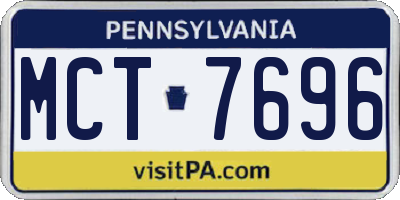 PA license plate MCT7696