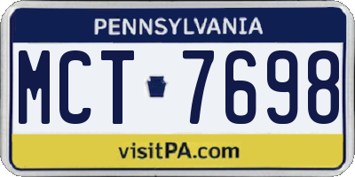 PA license plate MCT7698