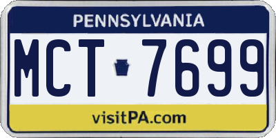 PA license plate MCT7699