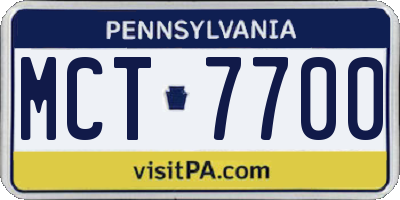 PA license plate MCT7700