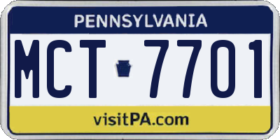 PA license plate MCT7701