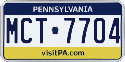 PA license plate MCT7704