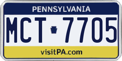 PA license plate MCT7705