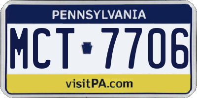 PA license plate MCT7706
