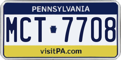 PA license plate MCT7708