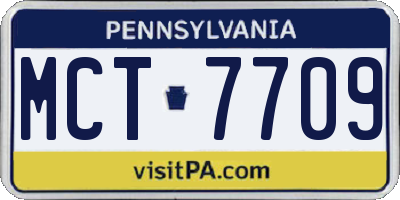 PA license plate MCT7709