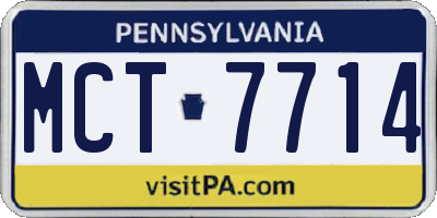 PA license plate MCT7714