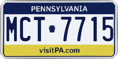 PA license plate MCT7715