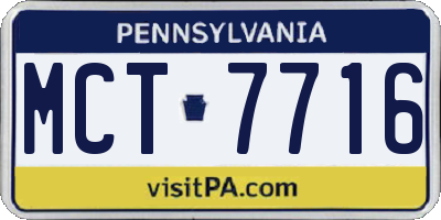 PA license plate MCT7716