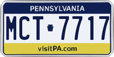 PA license plate MCT7717