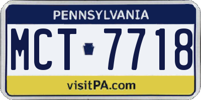 PA license plate MCT7718