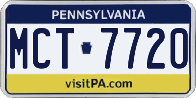PA license plate MCT7720