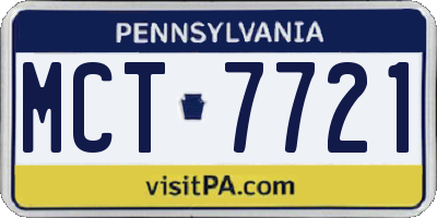 PA license plate MCT7721
