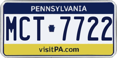 PA license plate MCT7722