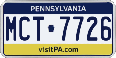 PA license plate MCT7726