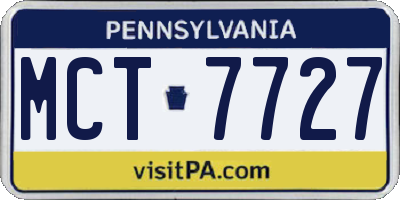 PA license plate MCT7727
