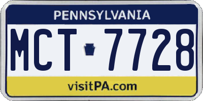 PA license plate MCT7728