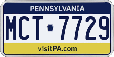PA license plate MCT7729