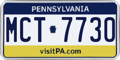 PA license plate MCT7730