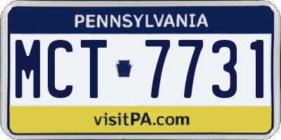 PA license plate MCT7731