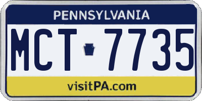 PA license plate MCT7735