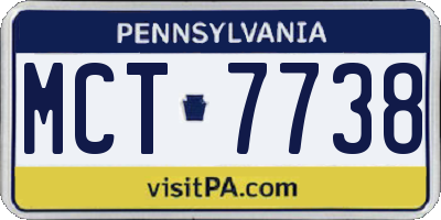 PA license plate MCT7738