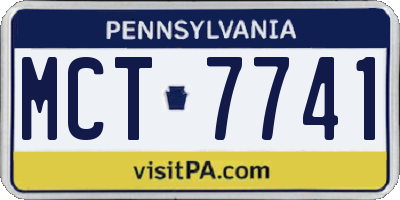 PA license plate MCT7741