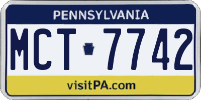 PA license plate MCT7742