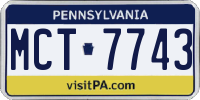 PA license plate MCT7743