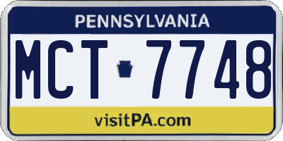 PA license plate MCT7748