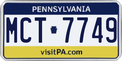 PA license plate MCT7749
