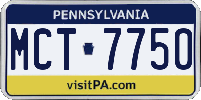 PA license plate MCT7750
