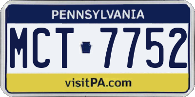 PA license plate MCT7752