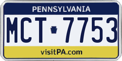 PA license plate MCT7753