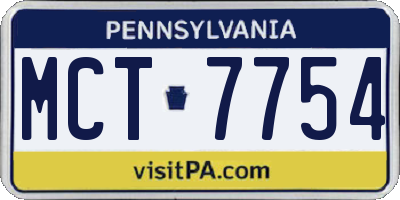 PA license plate MCT7754